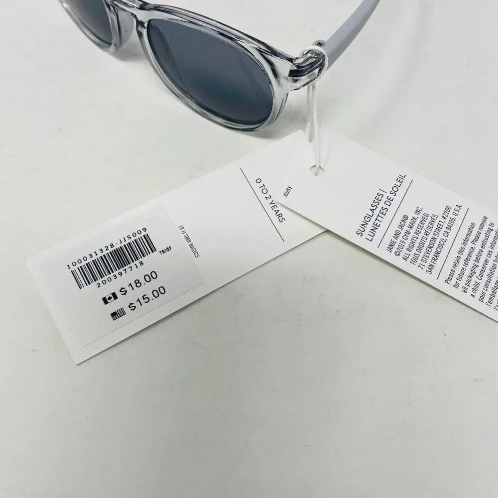 Janie and Jack Baby Boys Size 0-2 Years Round Sunglasses in Clear Gray $15
